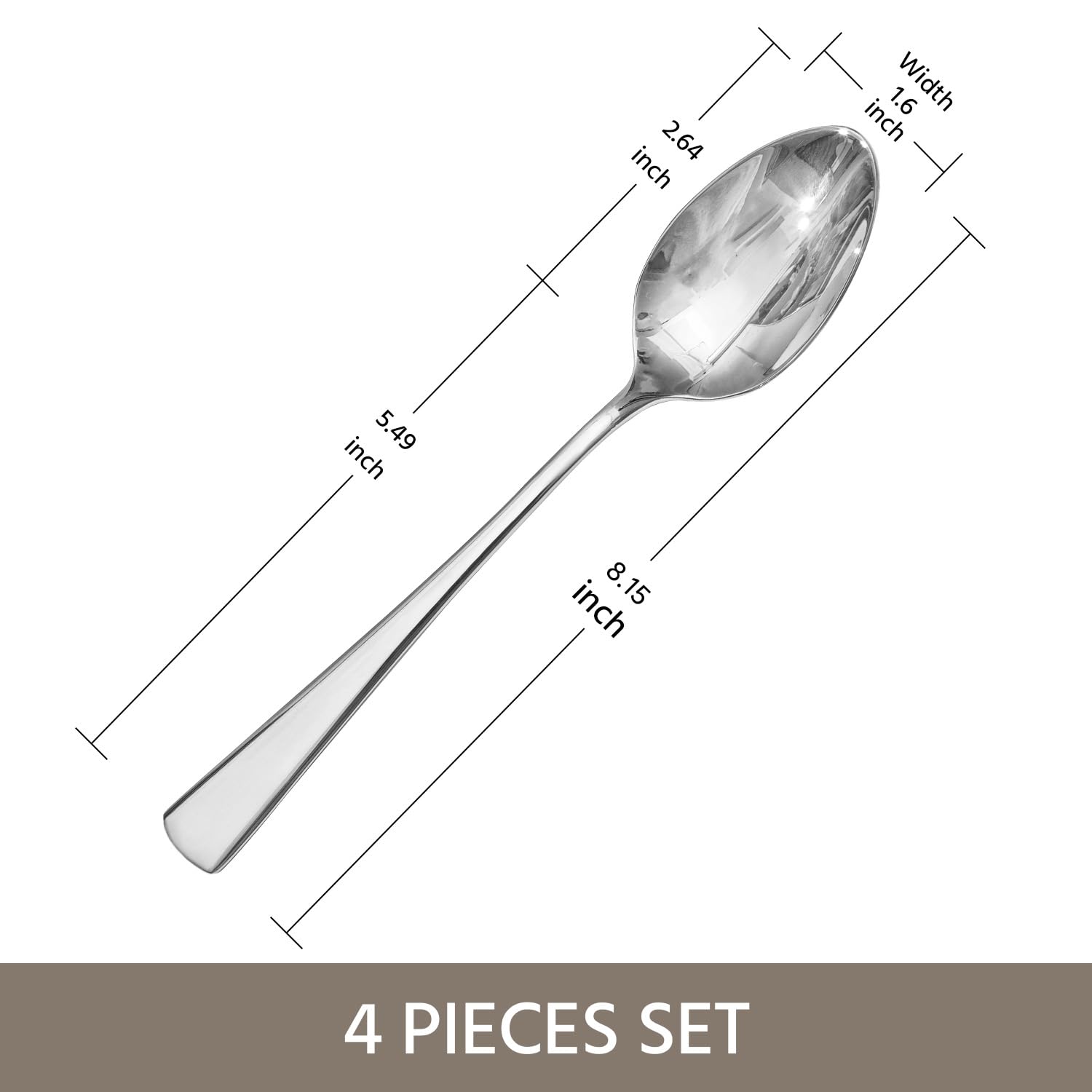 KINGSTONE 4 Piece Dinner Spoons Set, 18/10 Stainless Steel Spoons