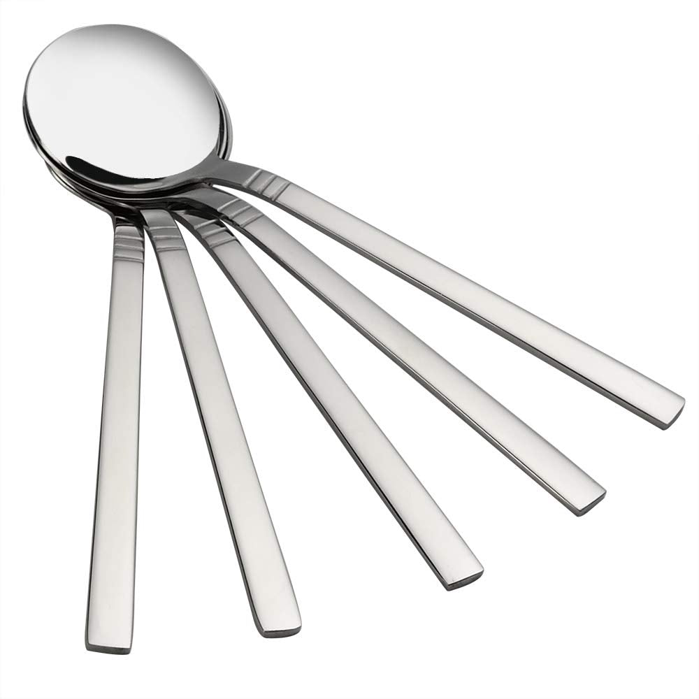 Fiazony Round Soup Spoon, 12 Pieces Stainless Steel Bouillon Spoons