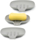 3 Pack Soap Bar Holder, AIMAIAIMAI Self Draining Soap Dish, Quick Drainage, Soap Dishes for Bathroom, Shower, Silicone Soap Tray for Kitchen, BPA-Free, Dishwasher Safe (Gray)