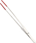 Reptile Feeding Tongs, Stainless Steel Lizard Feeding Tongs, Aquarium Straight Feeding Tweezers for Reptiles with Rubber Tip, Terrarium Feeding Tongs for Gecko, 10.63" Length, Red