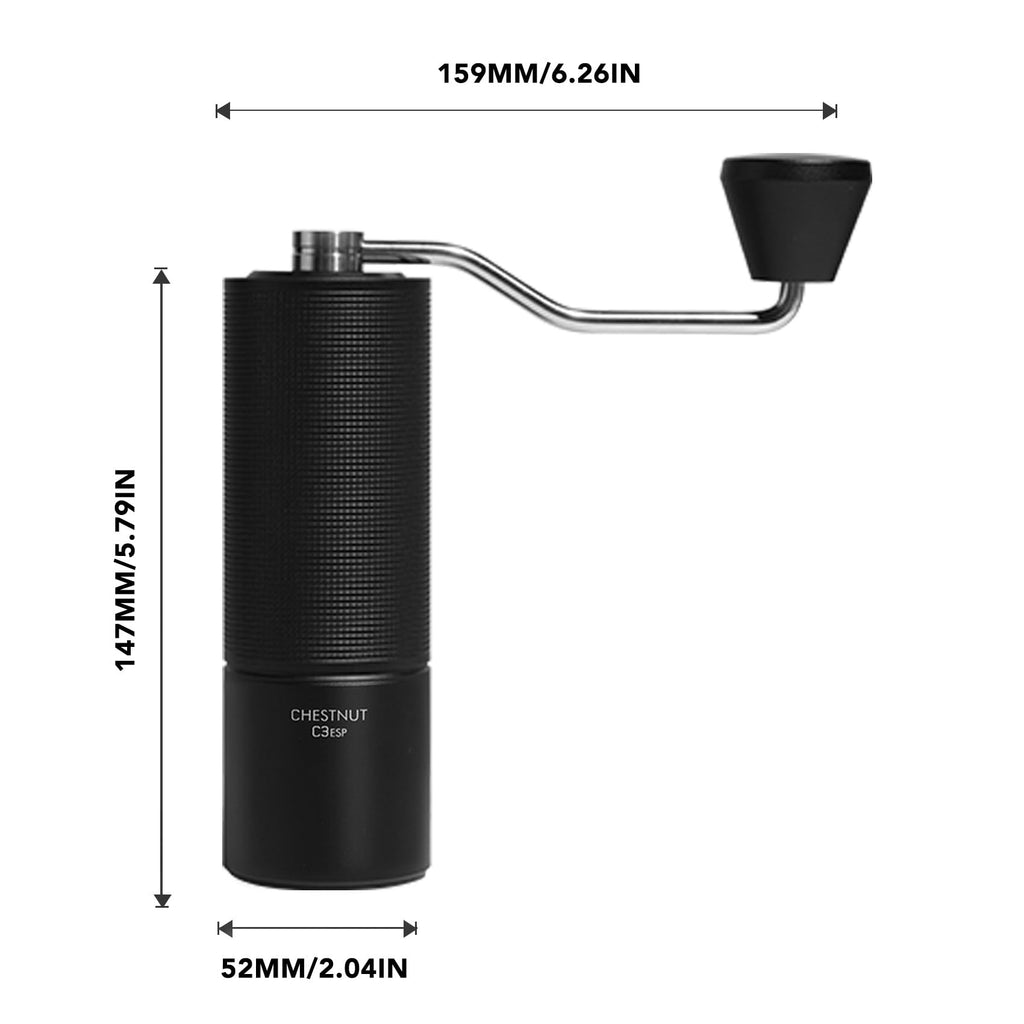 TIMEMORE Chestnut C3 ESP Manual Coffee Grinder, Stainless Steel S2C Portable Conical Burr Hand Coffee Grinder, Adjustable Grind Setting for Espresso to French Press - Black
