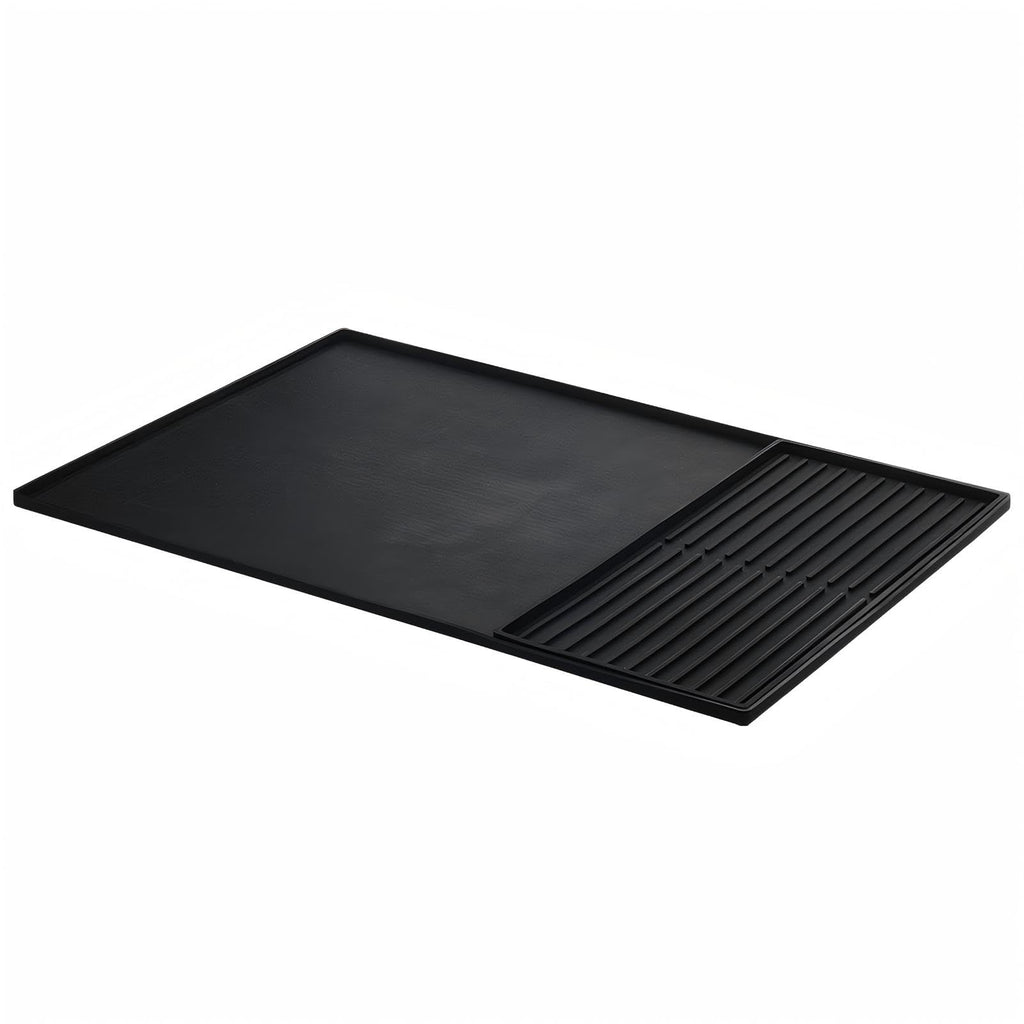Seoodn Silicone Coffee Mat, 24''x16' with Removable Dry Drying Pad - Fits Coffee Maker and Kitchen Station Mat Accessories, Under Dish Handle; black