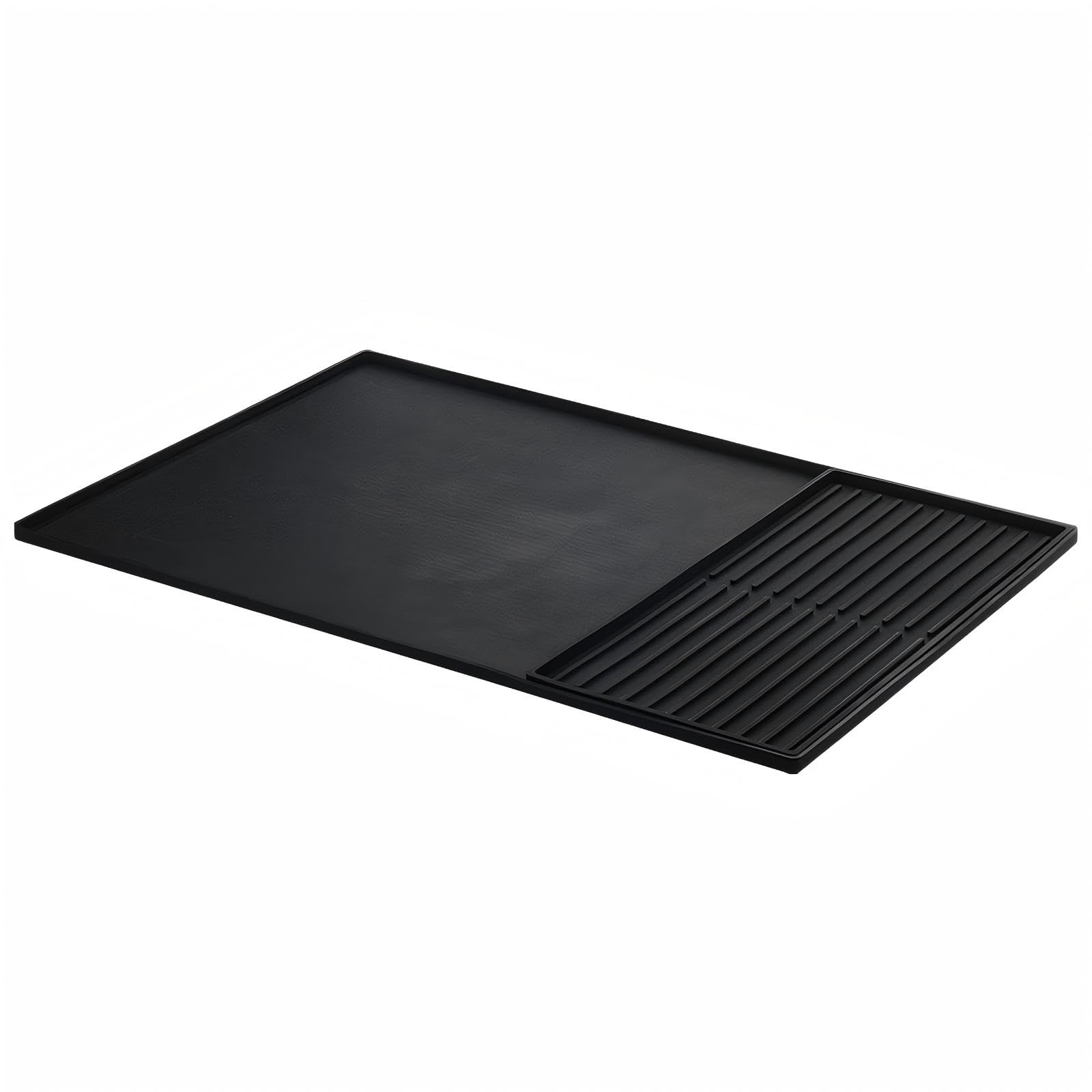 Seoodn Silicone Coffee Mat, 24''x16' with Removable Dry Drying Pad - Fits Coffee Maker and Kitchen Station Mat Accessories, Under Dish Handle; black