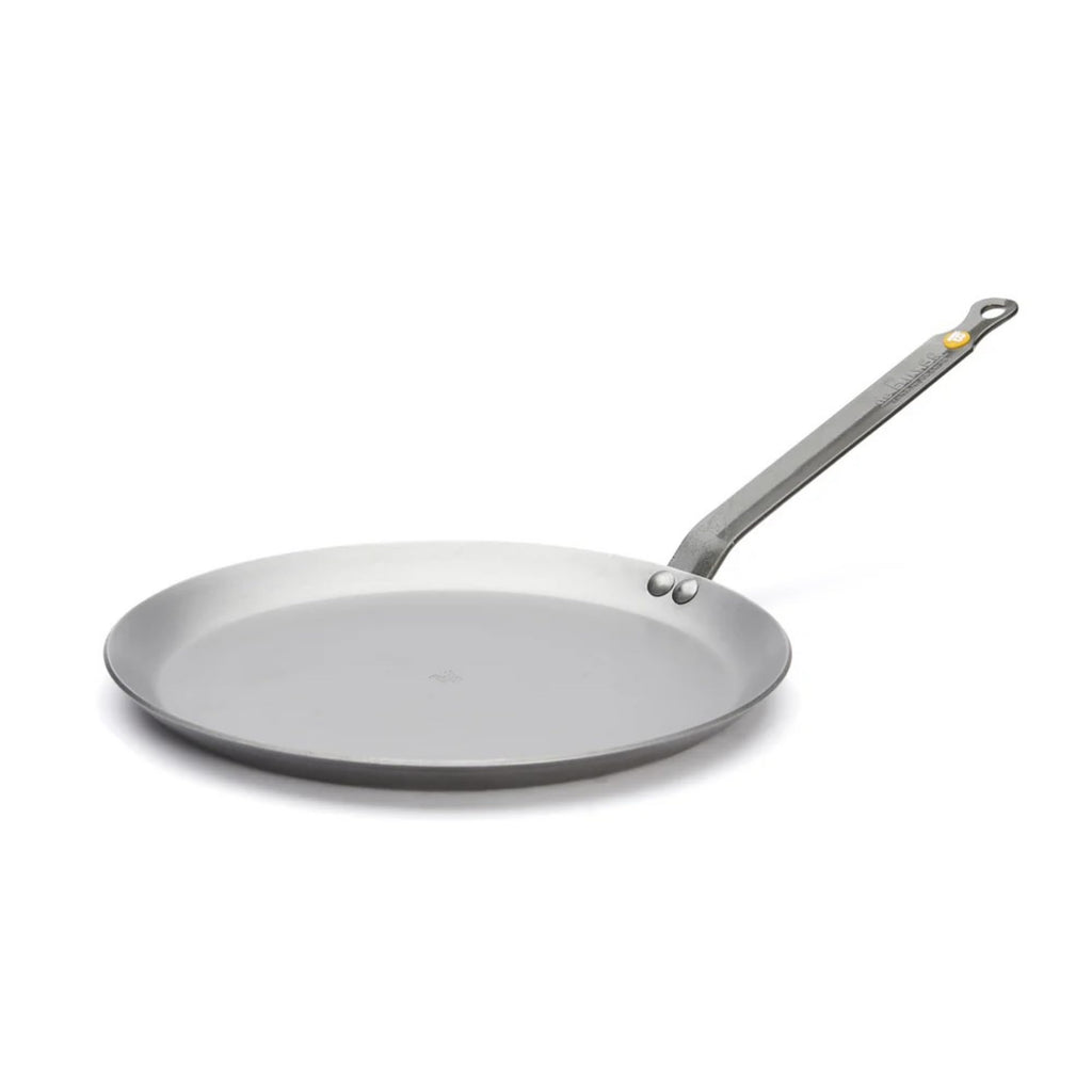 de Buyer MINERAL B Carbon Steel Crepe & Tortilla Pan - 9.5” Diameter, 8.25” Cooking Surface - Ideal for Making & Reheating Crepes, Tortillas & Pancakes - Naturally Non-Stick Finish - Made in France