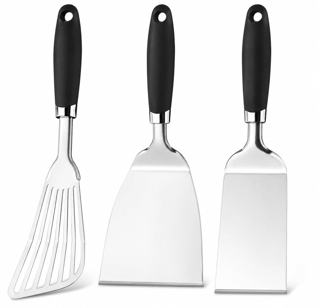 JXWING 304 Stainless Steel Fish Spatula, Flexible Slotted Turner, Red