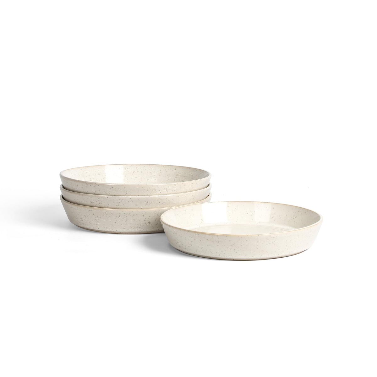 Stone Lain Claire 4-Piece Bowl Set Stoneware, Bowls, Dishwasher and Microwave Safe, Dish Set for 4, White