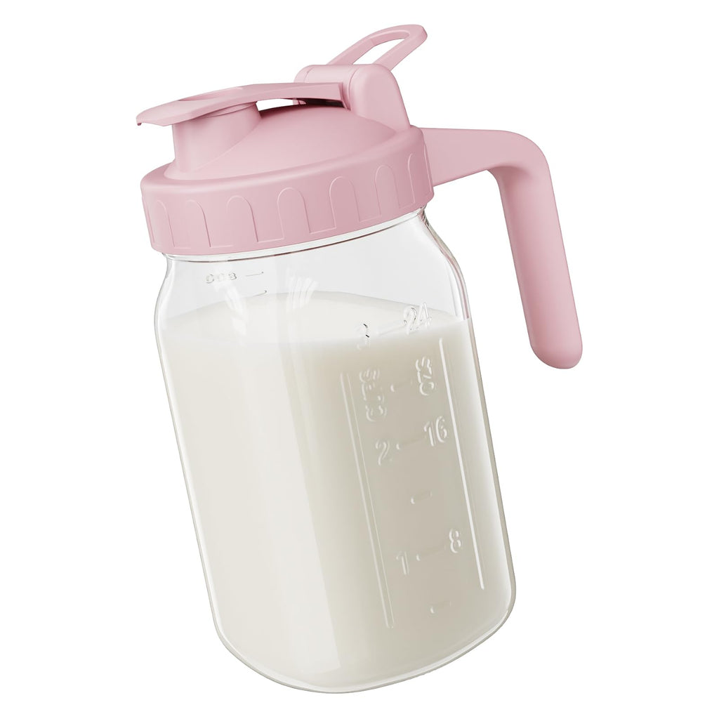 JunVpic Glass Pitcher with lid, 64 oz Wide Mouth Mason Jar