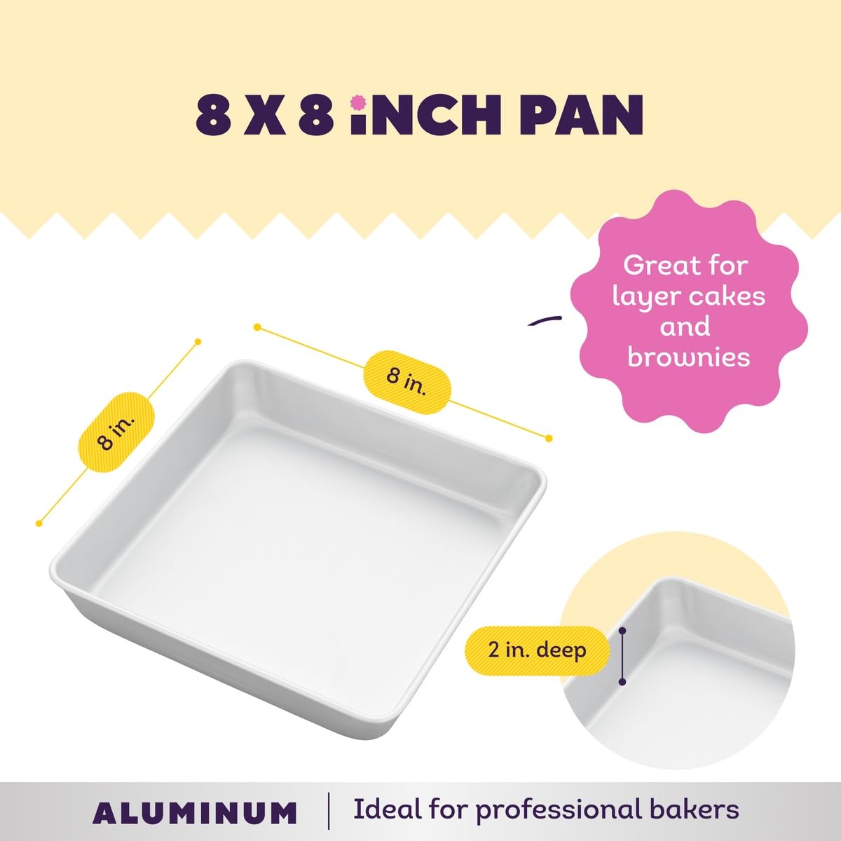 Wilton Aluminum Square Cake Pan, Made Without PFAS, 8 x 8 in