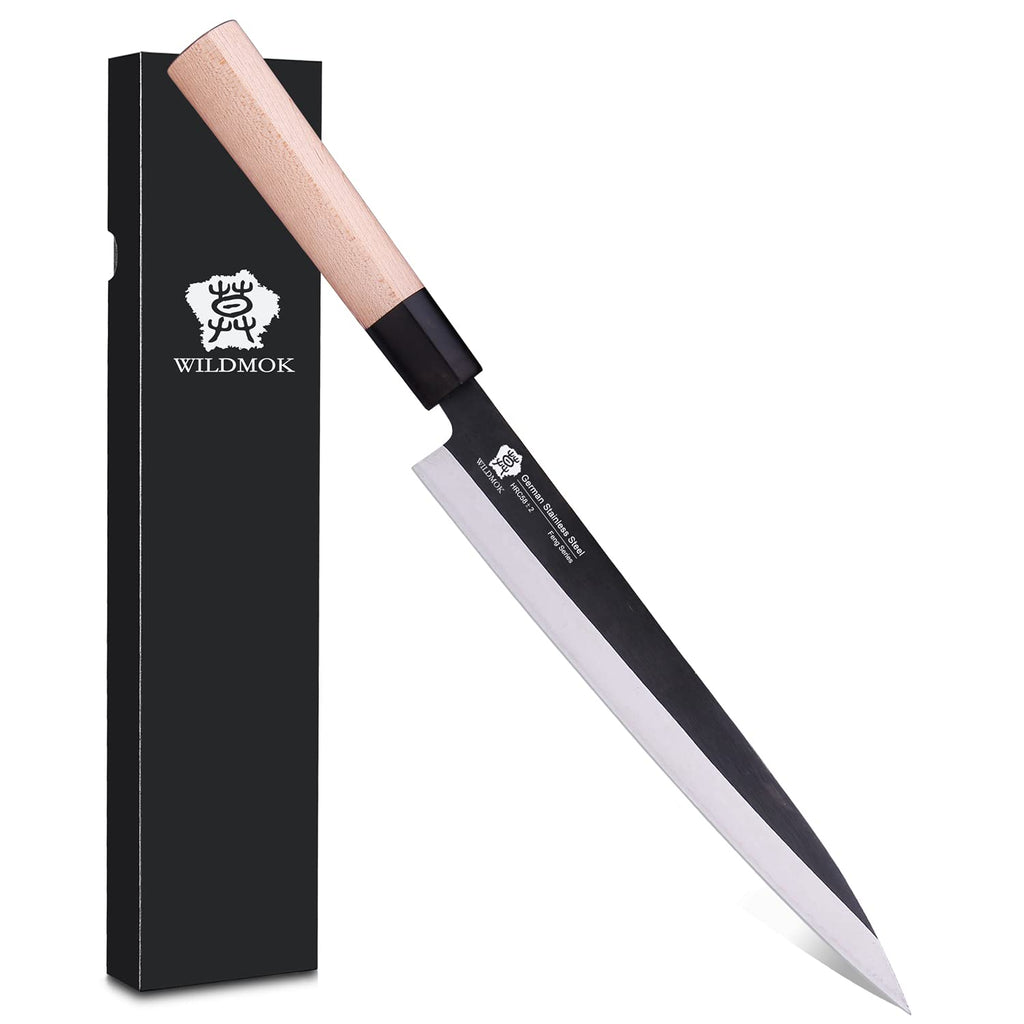 WILDMOK Left Handed 7 Inch Deba Knife German Stainless Steel Sashimi Knife Asian Usuba Salmon Knife for Left Handed