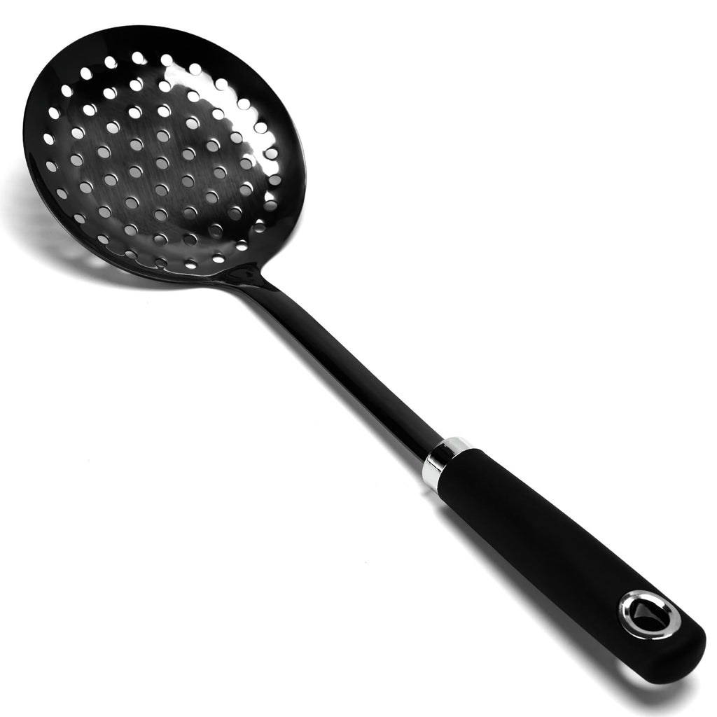 JXWING Black Stainless Steel Pasta Spoon, Spaghetti Server, Pasta Fork