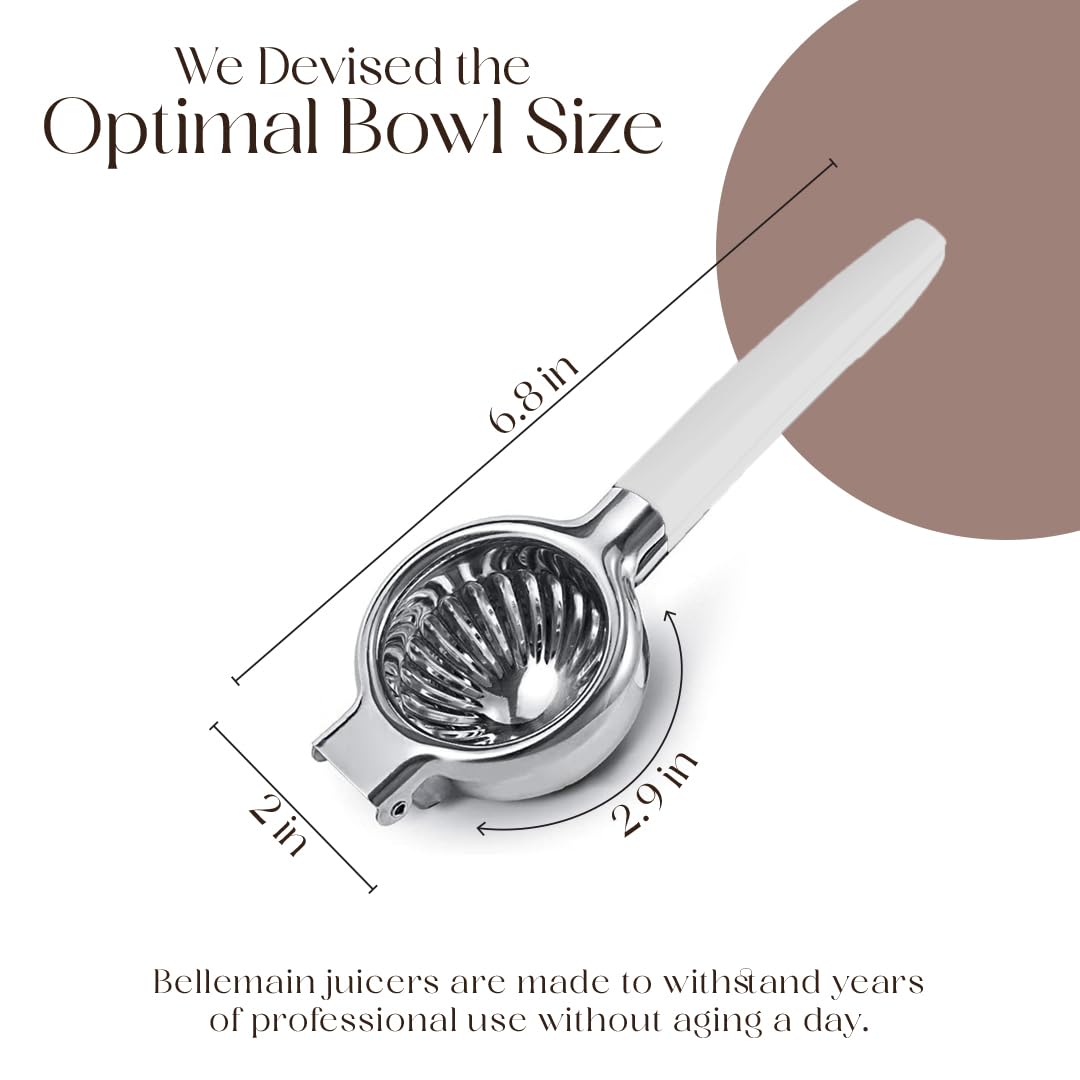 Bellemain Metal Lemon Squeezer, Stainless Steel Citrus Juicer, white