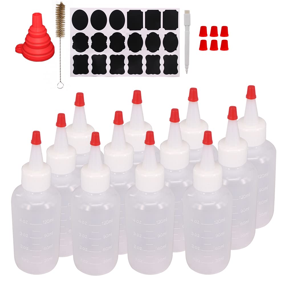 Belinlen 24 Pack 1-Ounce Plastic Squeeze Bottles with Measurement