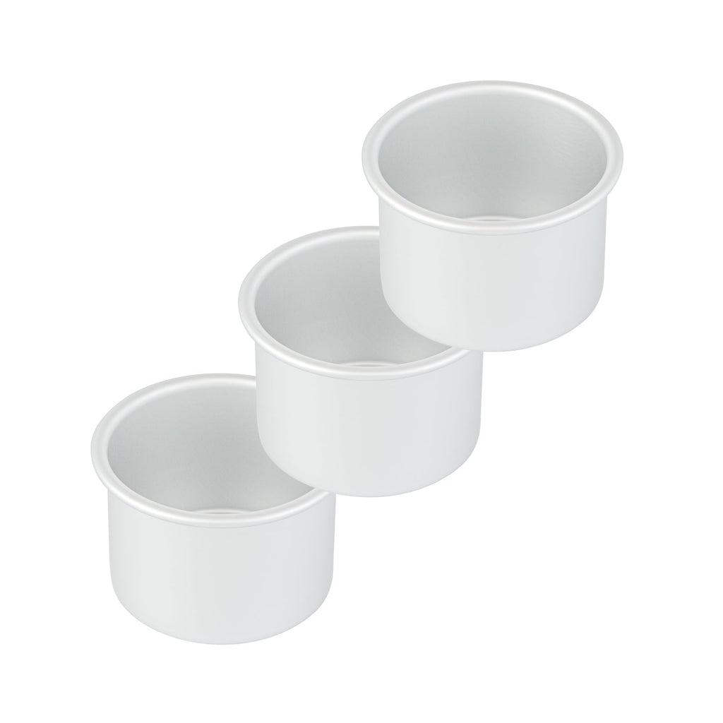 Restaurantware-Met Lux 4 x 3 Inch Straight-Sided Baking Tins, 12 Round Cake Pans - Oven-Ready, Freezable, Anodized Aluminum Round Baking Pans, Greaseproof, For Layer Birthday Cakes