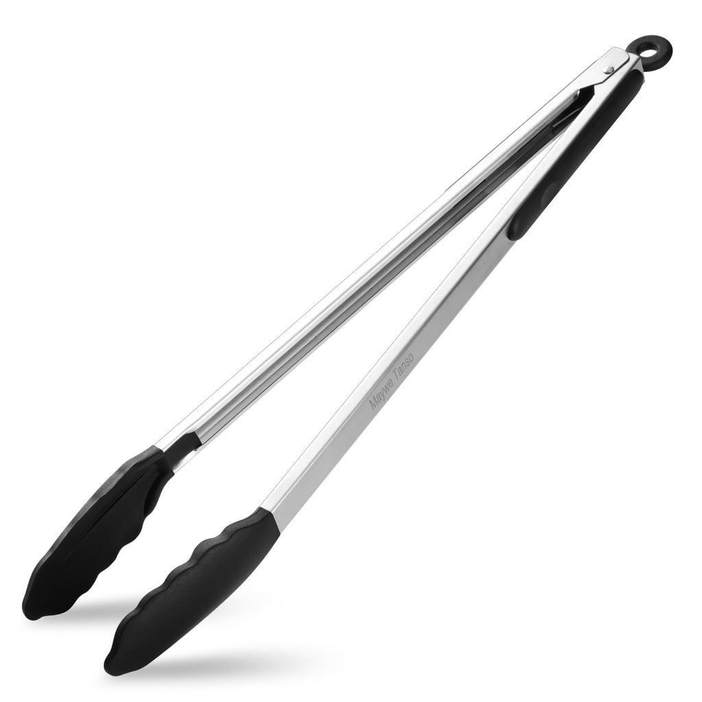 17-Inch Extra Long Kitchen Tongs for Cooking with Silicone Tip,Black