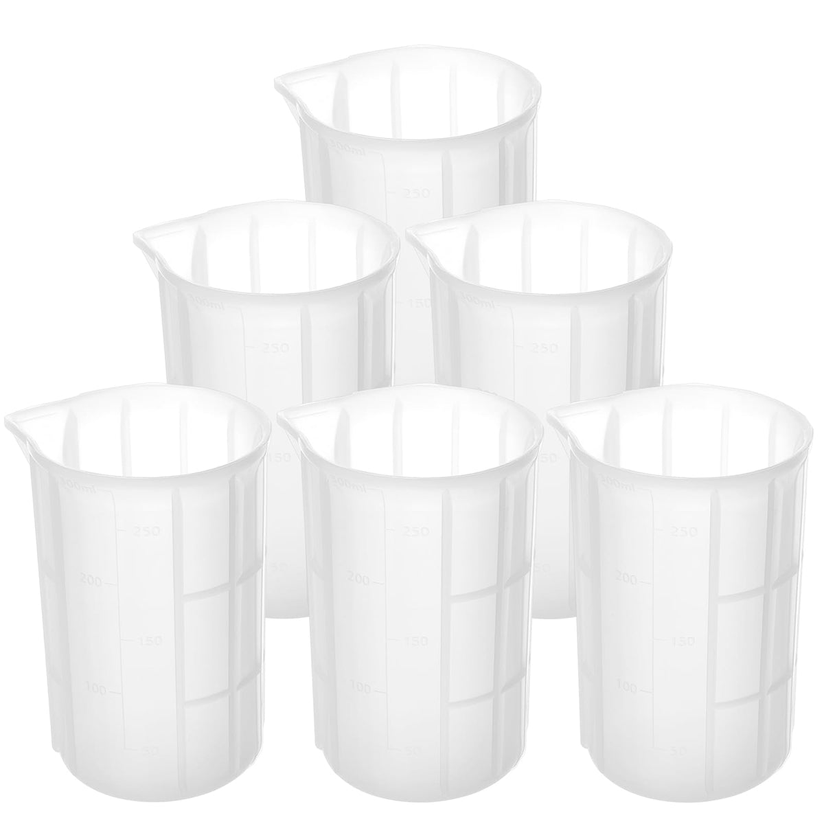 Gartful 300ml Large Silicone Measuring Cups, 10OZ Reusable Squeeze and Pour Resin Cups for Epoxy, Casting Molds, Slime, Craft Art Projects, Cup Making, Waxing, 6 Packs