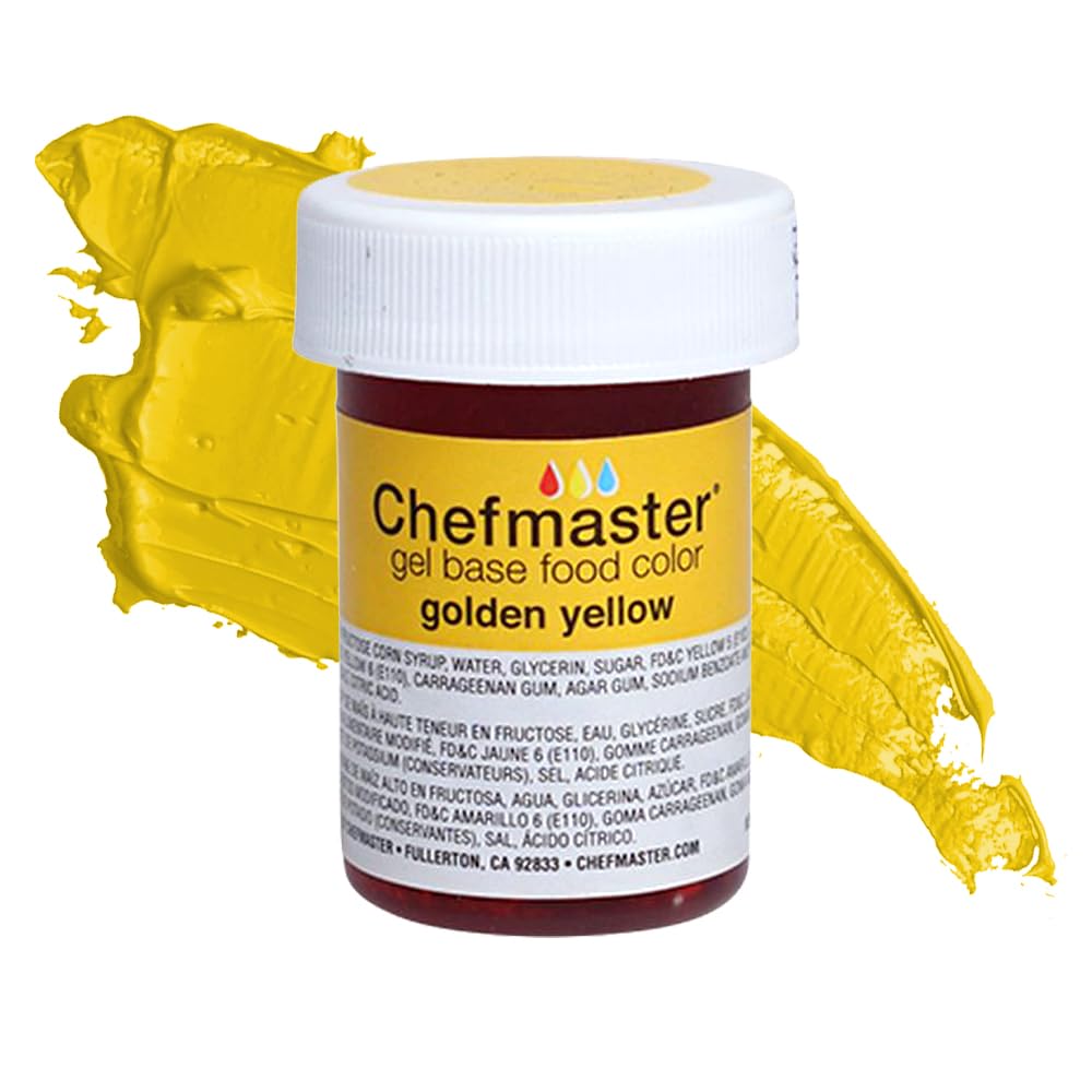 Chefmaster Lemon Yellow Gel Food Coloring | Vibrant Color | Professional-Grade Dye for Icing, Frosting, Fondant | Baking & Decorating | Fade-Resistant | Easy-to-Use | Made in USA | 1 oz