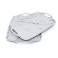 TP Melamine Serving Trays with Handles, 17” x 12”, Set of 2, White Marble