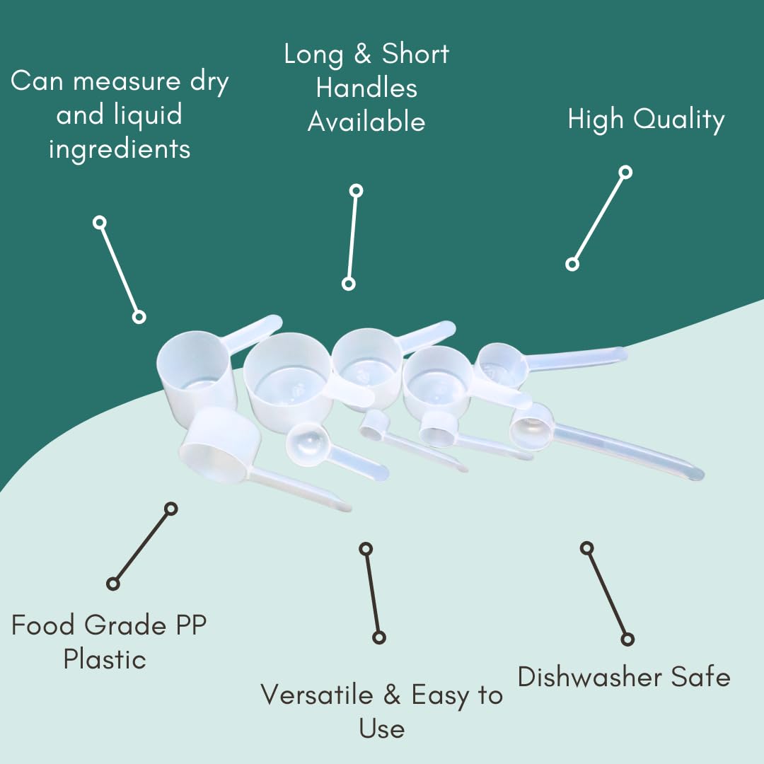 Supplement and Supply 32 mL (32 CC | 1.08 Oz.) Long Handle Plastic Measuring Spoon for Coffee, Protein Powder, Pet Food, Spices, Grains, Dry Goods – Food-Grade BPA-Free (Pack of 5)