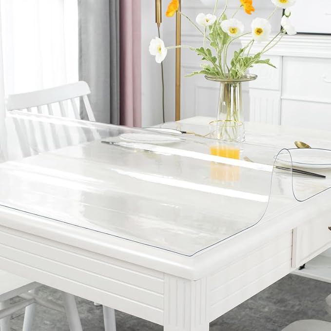Warmstar Clear Table Cover Protector 42 x 72 Inch,1.5mm Thick Plastic Table Cover Rectangle,PVC Clear Table Protector,Desk Protector Mat for Kitchen, Dresser, Writing Desk，Dining Room Table