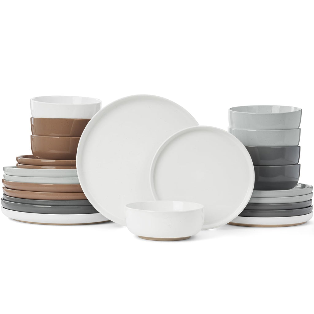 Famiware Milkyway 16-Piece Dinnerware Set with Mugs, Dark Gray