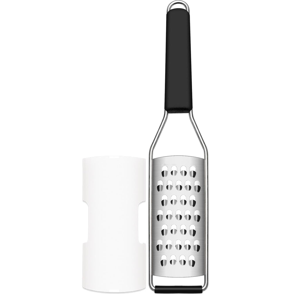 Cambom Lemon Zester Grater Three-piece Suit - Heavy Duty Kitchen Tool for Parmesan Cheese, Ginger, Garlic, Nutmeg, Chocolate, Vegetables，Fruits，Stainless Steel Grater Dishwasher Safe Black