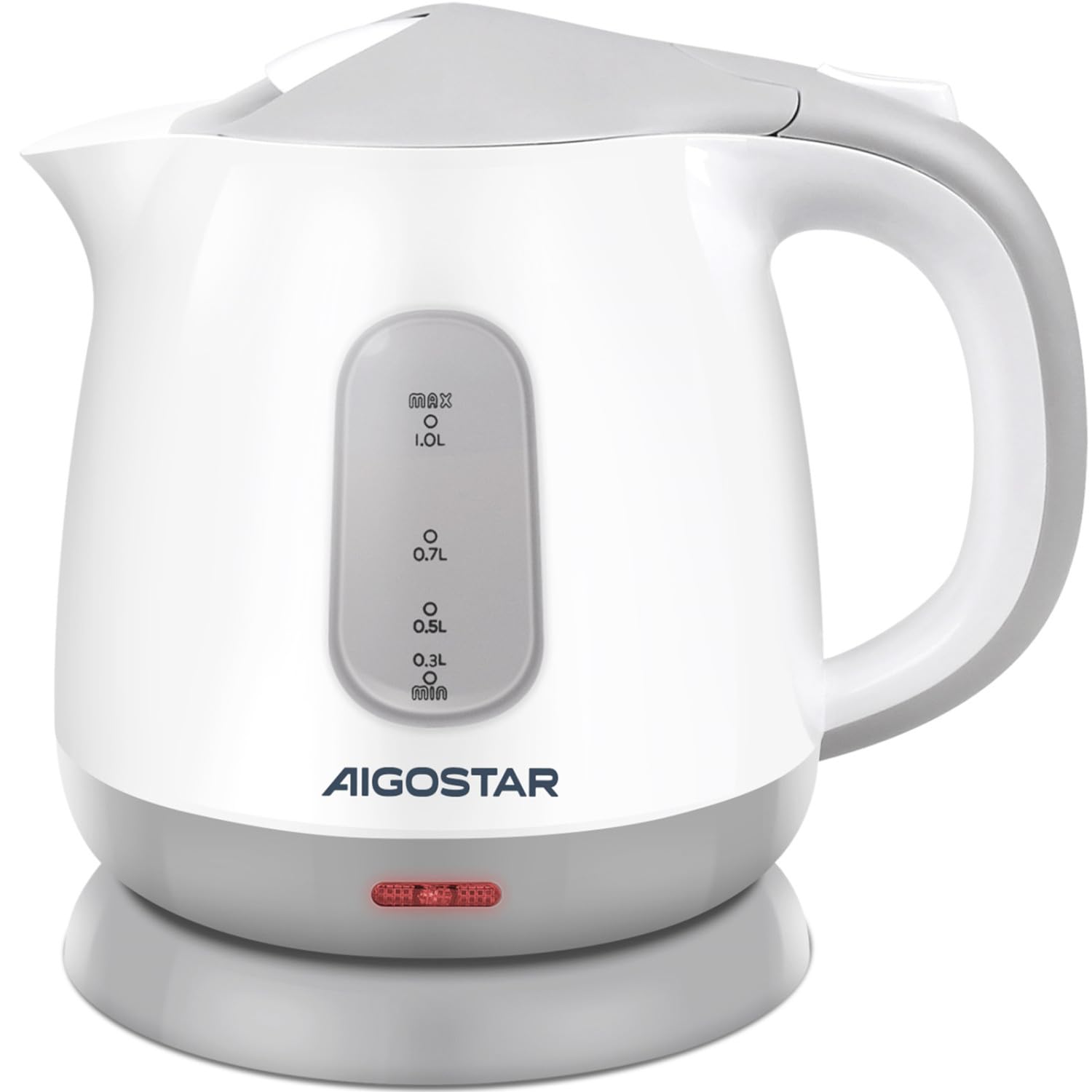 Aigostar Small Electric Kettle, 1L Portable Electric Tea Kettle 1100W with Automatic Shut-Off and Boil Dry Protection, Travel Hot Water Boiler Cordless for Making Coffee and Tea, BPA-Free, Grey