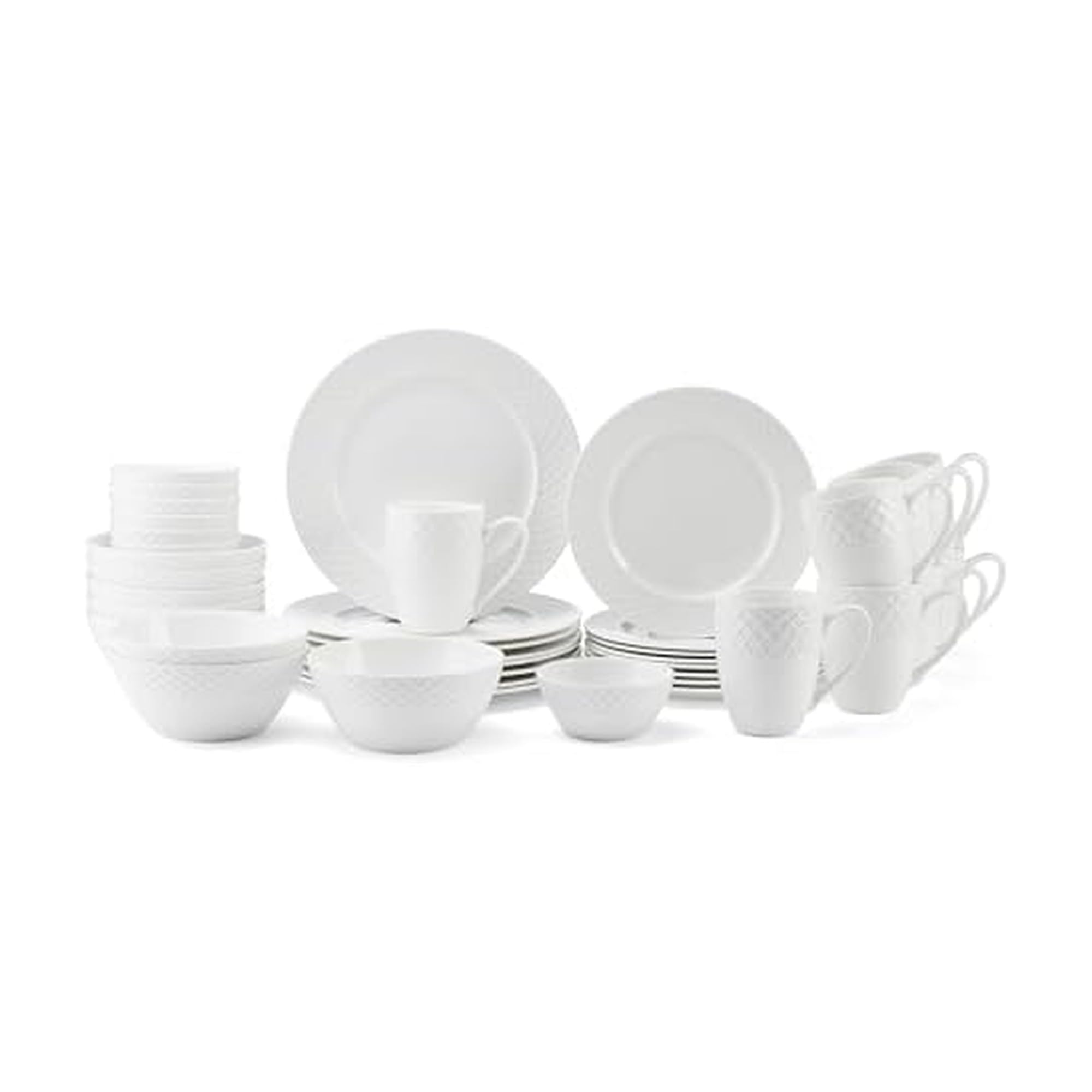 Mikasa Trellis Bone China Lightweight Chip Resistant 40 Piece Dinnerware Set, Service for 8