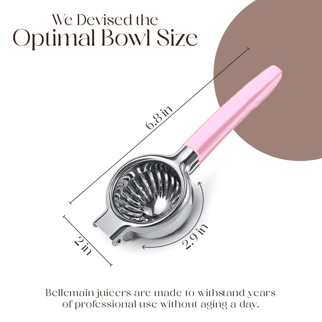 Bellemain Metal Lemon Squeezer, Stainless Steel Citrus Juicer, pink