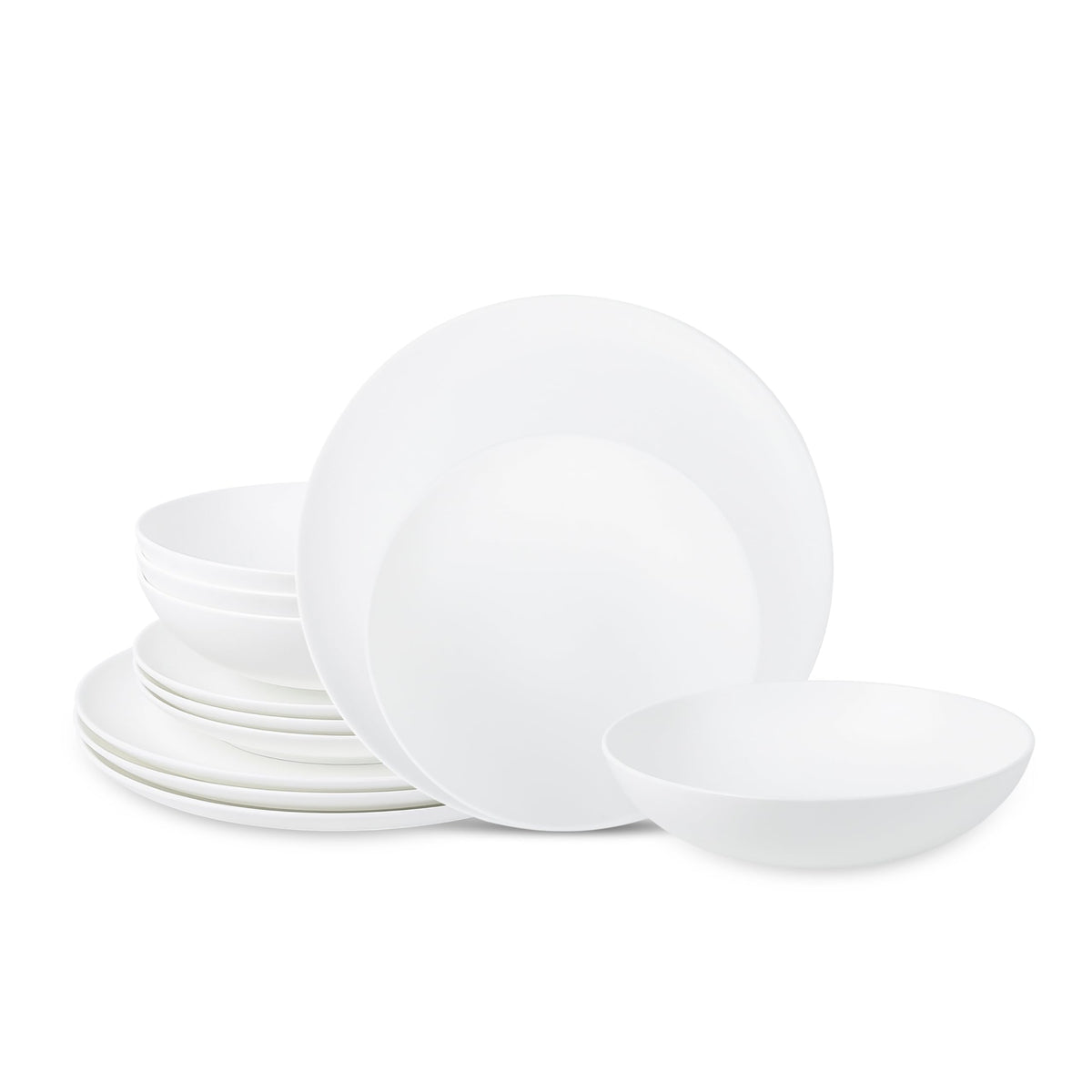 Stone Lain Taglio 24-Piece Dinnerware Set Bone China, Matte White