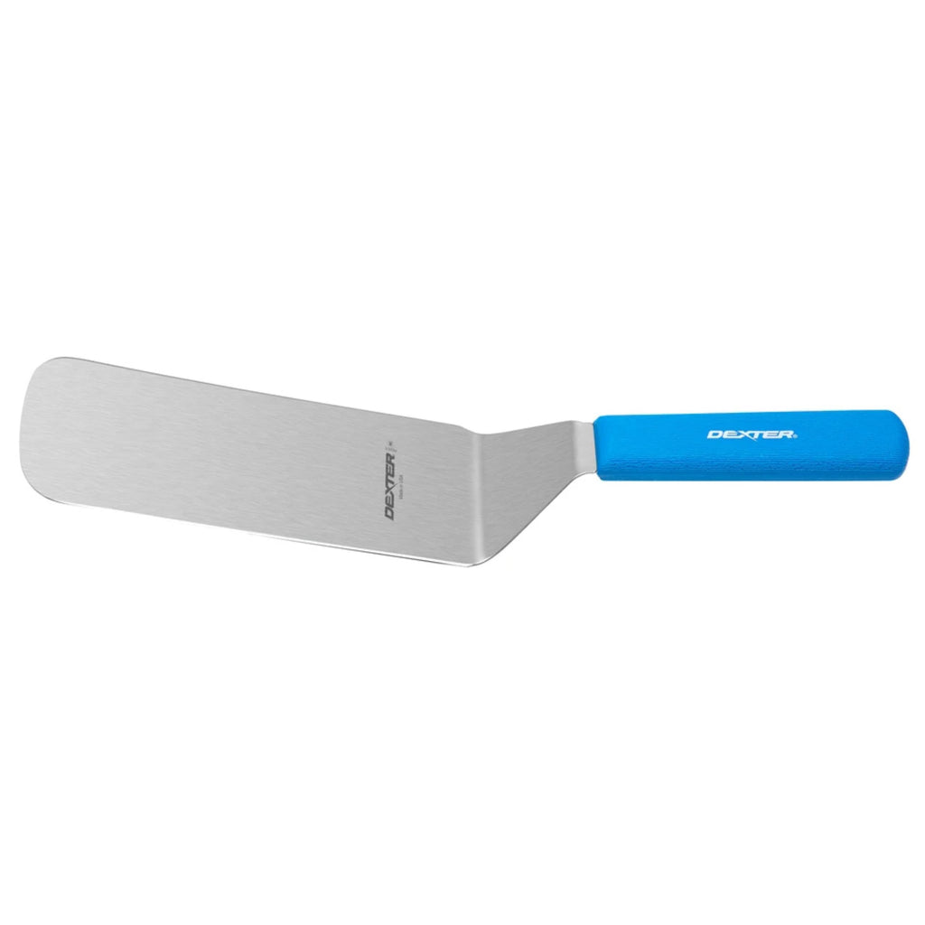 Dexter-Russell S286-8H-PCP Sani Safe Cake Turner | 8" x 3" Stainless Steel Blade | High Heat Resistant Blue Polypropylene Handle | NSF Certified | Made in USA