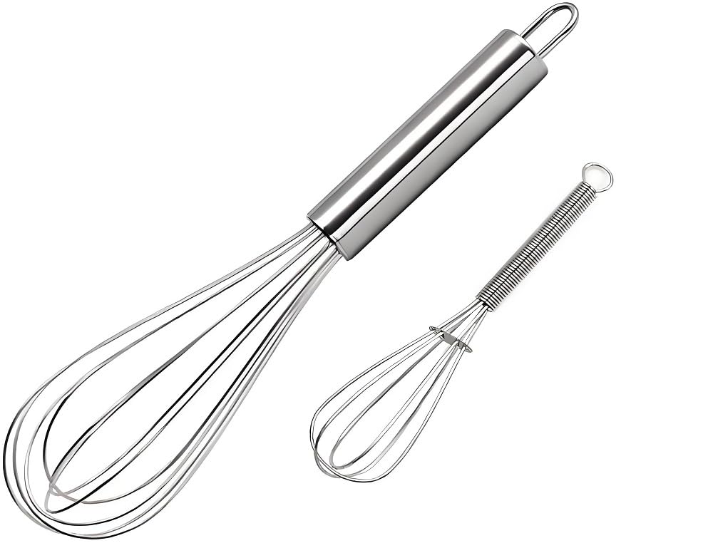 10 inch Stainless Steel Whisk, 5 inches for mixing small amounts of liquids, milkshakes, coffee, juice, etc. 2-piece set (buy 10 inches and get 5 inches as a gift) silver
