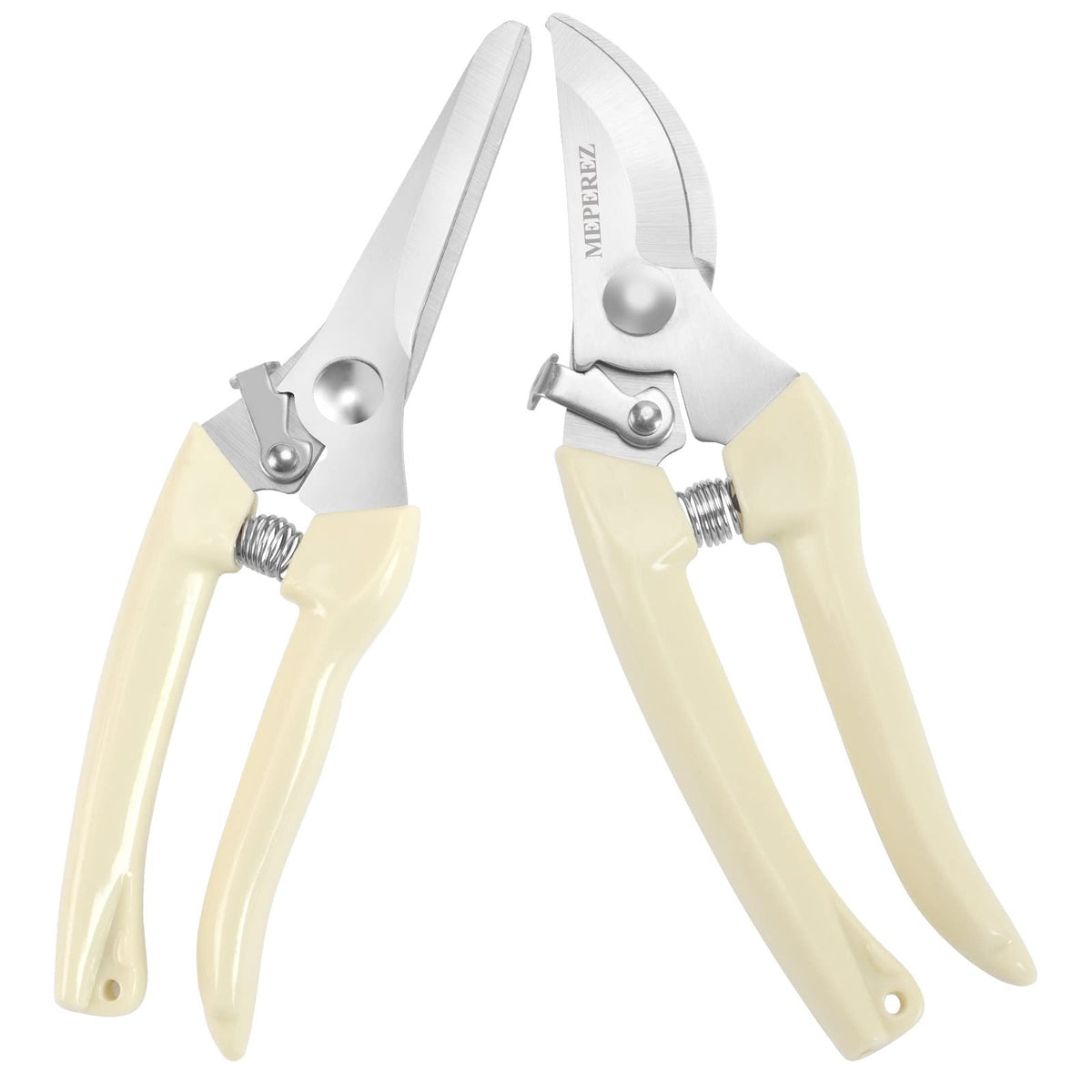 MEPEREZ Premium German-style Pruning Shears, Arthritis Weak Hand Snips, Pruners 4x Cutting Power Trimming, 1-Inch Cut Capacity Garden Clippers, Ergonomic, Durable, Super Sharp Scissors Gardening Tools