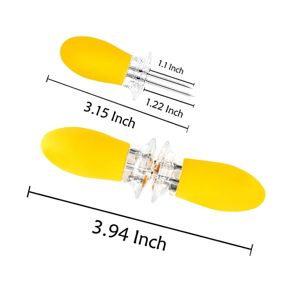 16Pcs/8 Pairs Yellow Corn Holders,PEOUWNES Stainless Steel Corn Cob Holders Corn on The Cob Skewers, Corn on The Grill, Interlocking Design Corn Skewers Forks for Home Cooking BBQ Parties Camping