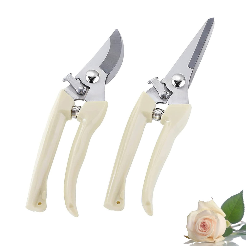 Leize Pruning Shears, Gardening Hand Pruner, Floral Shears, Strong Pruner for Flowers, Branches and Leaves (CreamA)