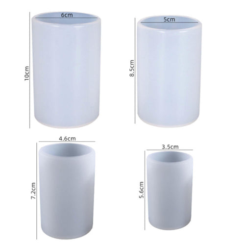 4 Pack Long Pillar Mold - Multiple Style Cylinder - Candle Silicone Wave Spiral Candle Mold - Silicone Resin Casting Molds for Candle & Resin & Soap Craft Supplies