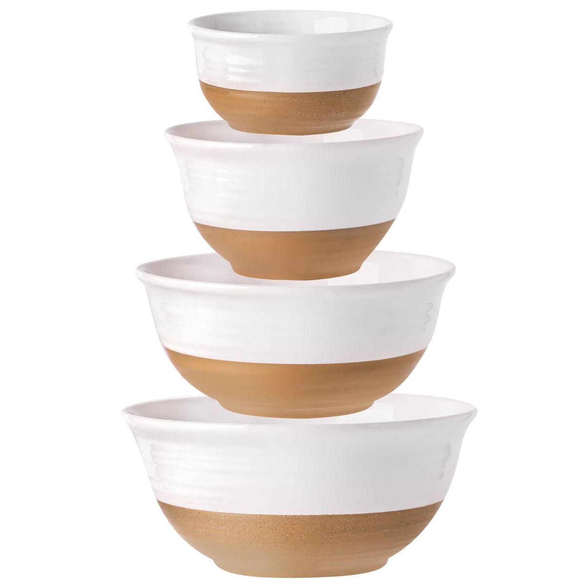 HASENSE Ceramic Serving Bowls, Large Salad Pasta Mixing Bowls Set, 2.1/1.0/0.5 Qt for Entertaining, White Nesting Batter Bowls for Prepping Baking, Dishwasher Microwave Safe, Set of 3