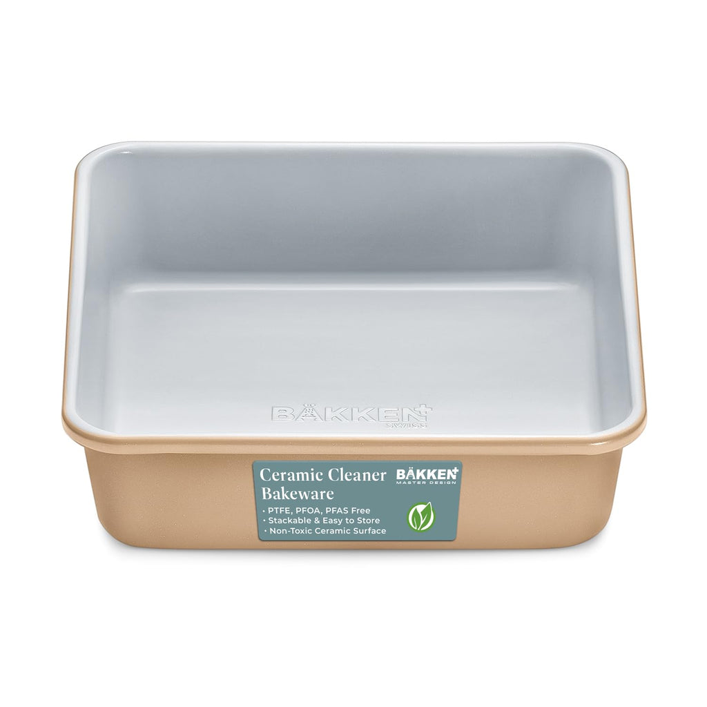 Square Cake Pan - Aluminized Steel, Ceramic Non-Stick Coating, Non-Toxic, Ideal Size, Heavy-Duty, Elevate Your Baking with Durability and Style!
