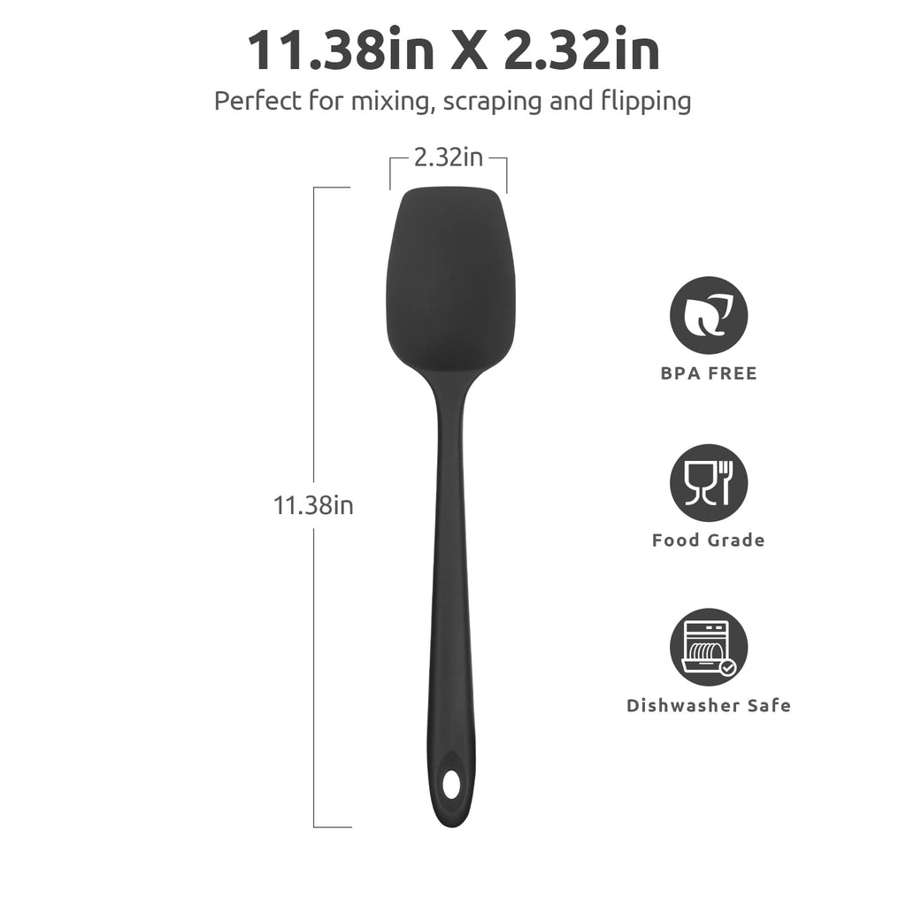 U-Taste Silicone Spoon Spatula, 480°F High Temp Spoonula, 11.38", Black