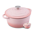 WOKINS 5.5-QT Enameled Cast Iron Round Dutch Oven With Lid,Oven safe,Pink