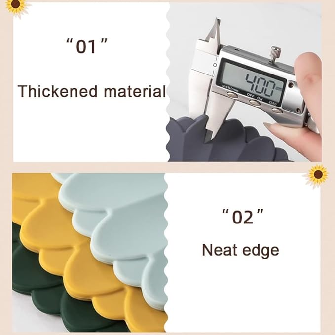 Heat-Resistant Silicone Trivet Mats, Non-Slip Hot Plate Holder for Kitchen Countertops & Dining Table, Reusable Pot Holder Pad with Secure Grip, Dishwasher Safe (Grey, Diameter: 30cm/11.81")