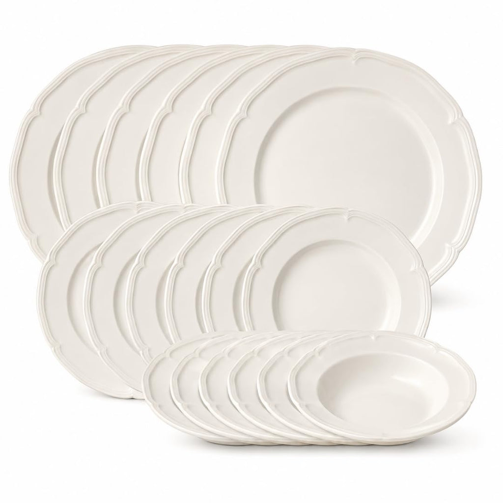Villeroy & Boch Manoir 18 Piece Dinnerware Set, Creamy White