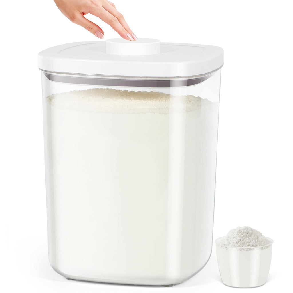 TBMAXS Airtight Rice Container 20 Lbs, Clear PET Plastic Food Storage Container Bin For Flour Sugar, Dry Food Holder with Easy Locking Lid for Kitchen Pantry Organization and Storage