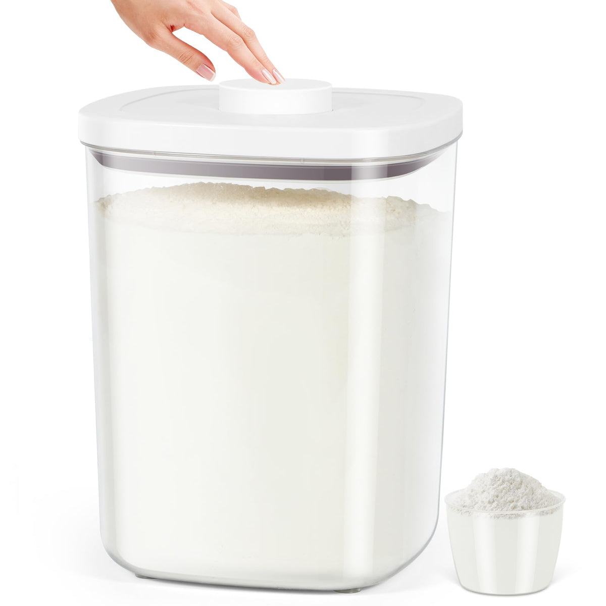 TBMAXS Airtight Rice Container 20 Lbs, Clear PET Plastic Food Storage Container Bin For Flour Sugar, Dry Food Holder with Easy Locking Lid for Kitchen Pantry Organization and Storage