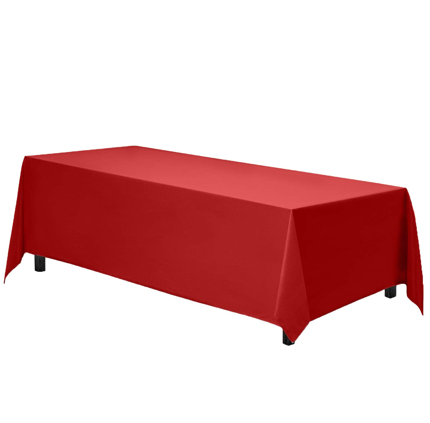 Gee Di Moda Rectangle Tablecloth - 90 x 156 Inch Red Table Cloth for 8 Foot Tables with Floor-Length Drop - Heavy Duty Washable Fabric for Holiday Party, Dinner, Weddings & Baby Shower