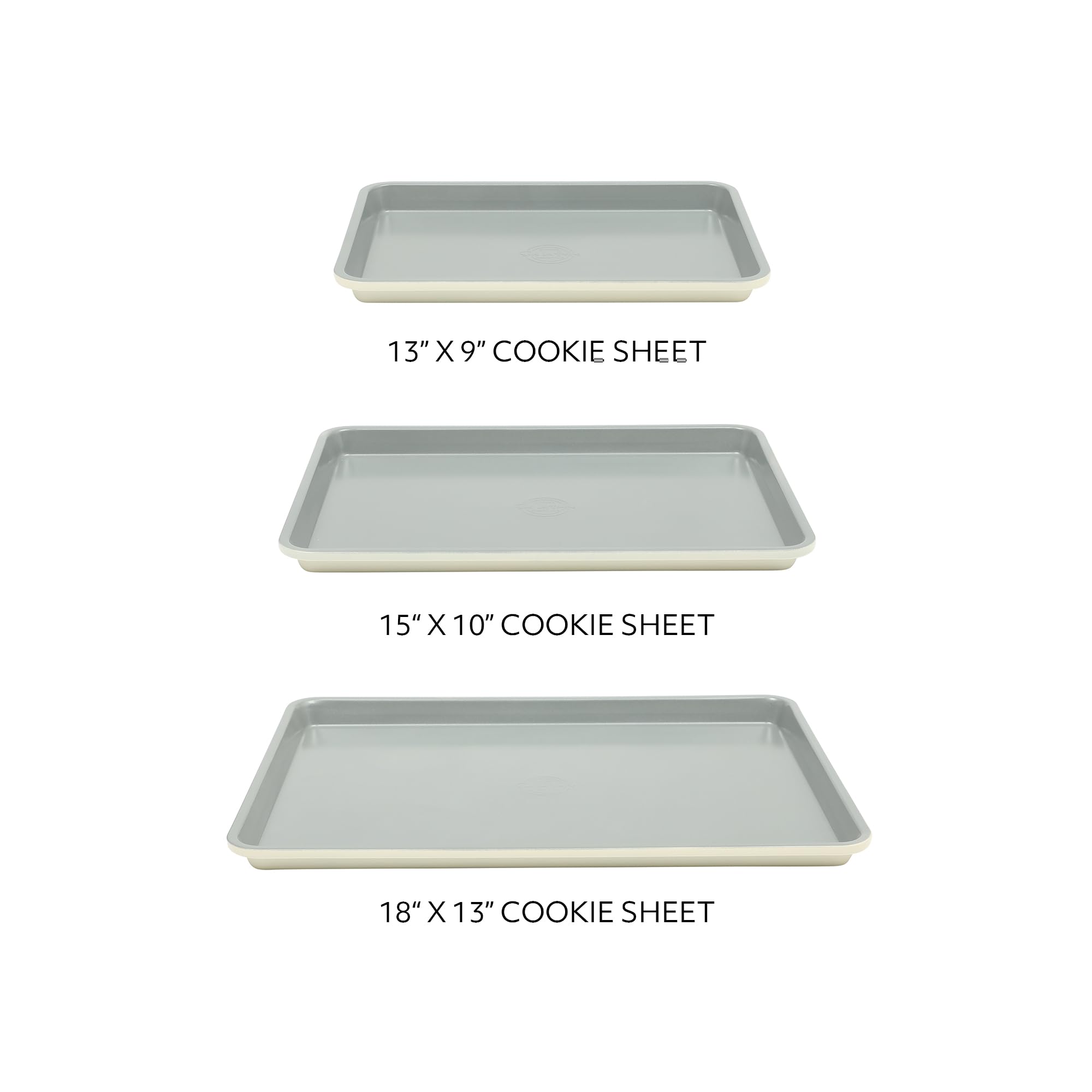 Sur La Table Kitchen Essentials Bake Sale 3-Piece Cookie Sheet Set – Nonstick Carbon Steel Baking Pans (13, 15, 18 Inch) – Grey Easy-Clean Oven Trays for Cookies, Roasting & More