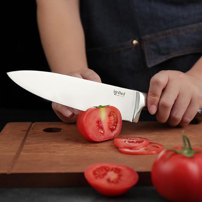 Professional 8 Inch Chef Knife, 1.4116 German High Carbon Steel Kitchen Chef Knife, Chefs Knife With Pakkawood Handle, Dual Blade Sharp Kitchen Knife With Gift Box
