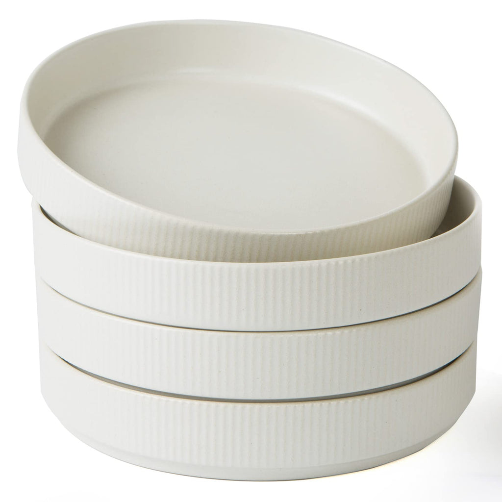 famiware Star 8.25" Pasta Bowls Set of 6, Bowl Plates, Matte Dark Charcoal