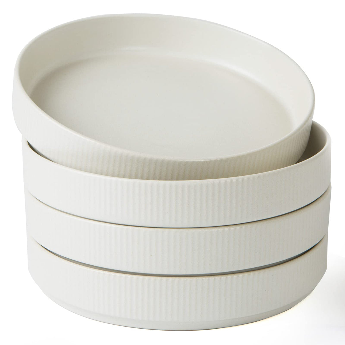 famiware Star 8.25" Pasta Bowls Set of 6, Bowl Plates, Matte Dark Charcoal