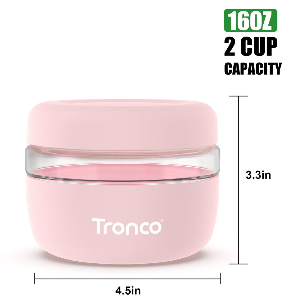 Tronco 16 oz Glass Food Storage & Lunch Bowl Containers with Airtight Lids