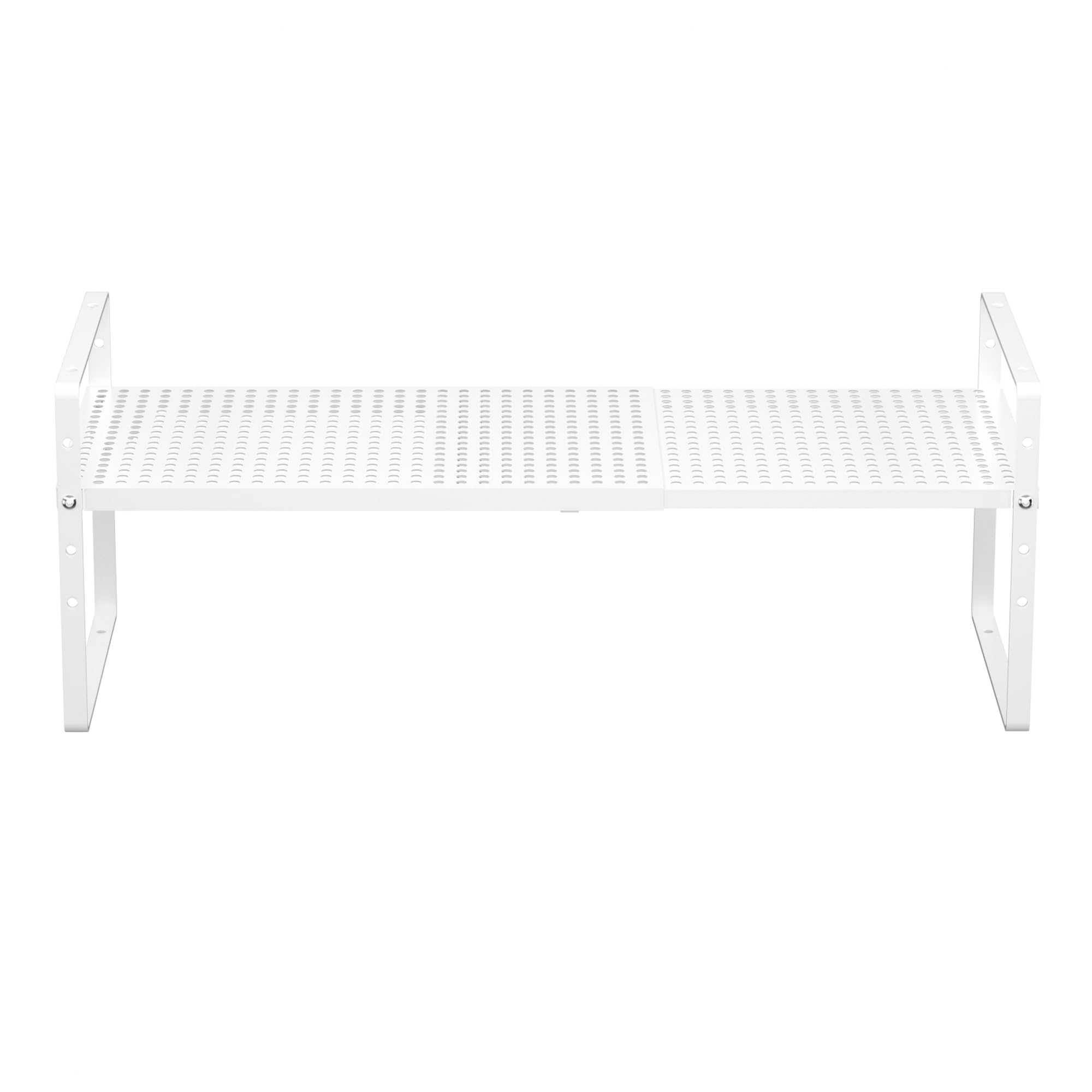 iPEGTOP 2 Pack Large Expandable Cabinet Storage Shelf, Heavy Duty Stackable Steel Metal Spice Rack Adjustable Height Home Office Pantry Garage Shelves for Counter Kitchen Organization, White